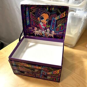 VTG Lisa Frank Glamour Girl City Empty Stationary Jewelry Box 3 Drawers 90s Y2K